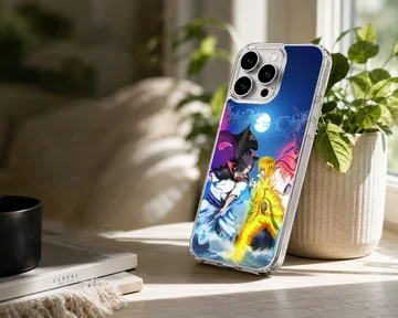 Vibrant anime battle scene on phone case — Lifestyle
