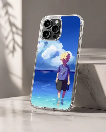 Anime N203 phone case featuring a heroic character by the ocean — Hero