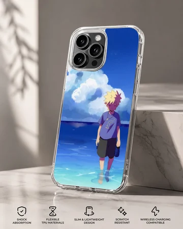 Anime N203 phone case featuring a heroic character by the ocean — Specs