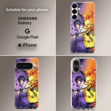 Dynamic anime characters on vibrant phone case — Collage