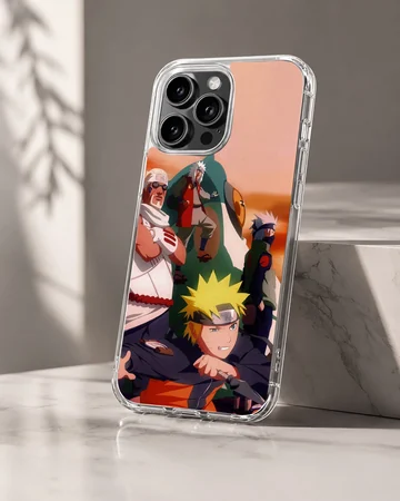 Anime character montage on phone case, featuring vivid colors and bold design. — Hero