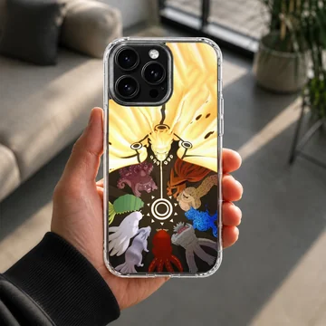 Dynamic anime heroes with symbolic elements phone case — Lifestyle