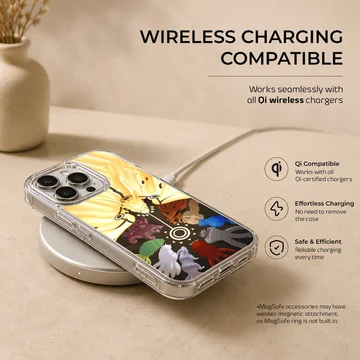 Dynamic anime heroes with symbolic elements phone case — Charging