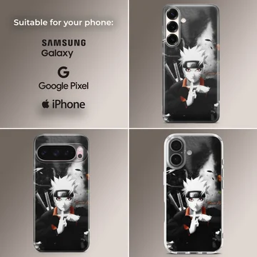 Dynamic anime illustration on phone case — Collage