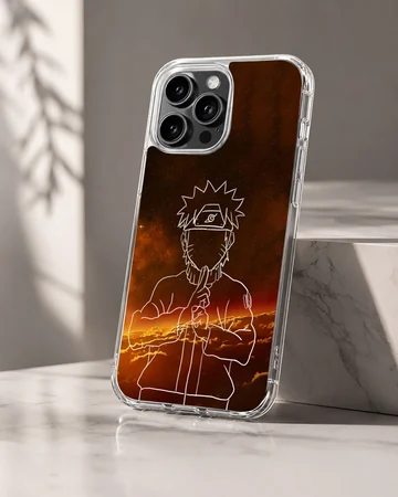 Anime sketch with lightning background on a phone case — Hero