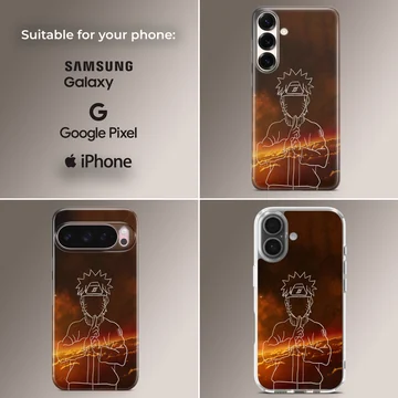 Anime sketch with lightning background on a phone case — Collage