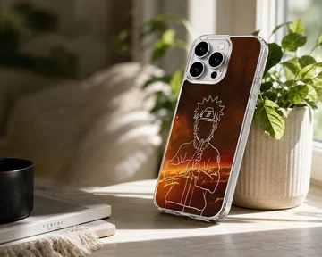 Anime sketch with lightning background on a phone case — Lifestyle