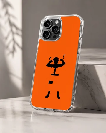 Dynamic orange anime silhouette design on phone case — Hero