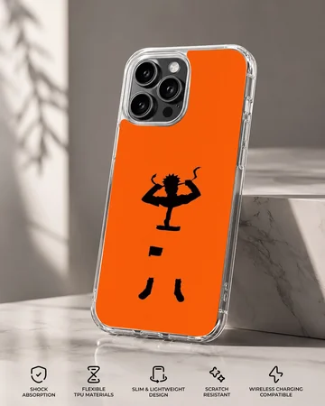 Dynamic orange anime silhouette design on phone case — Specs