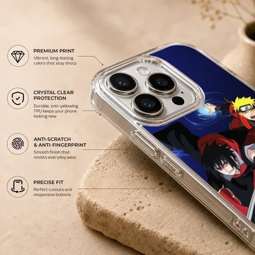 Anime phone case with heroic characters in action — Info