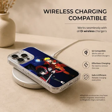 Anime phone case with heroic characters in action — Charging