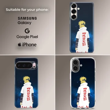 Vivid anime hero on phone case with starry background — Collage