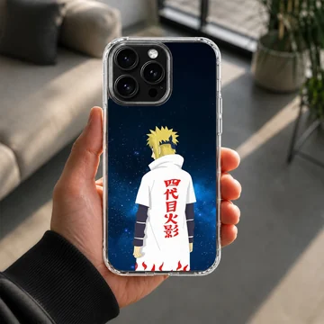 Vivid anime hero on phone case with starry background — Lifestyle