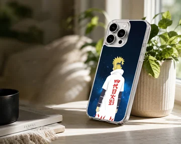 Vivid anime hero on phone case with starry background — Lifestyle