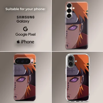 Dynamic anime hero illustration on phone case — Collage