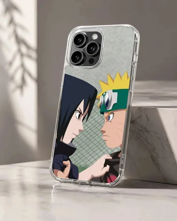 Anime heroes in a dynamic confrontation on a phone case