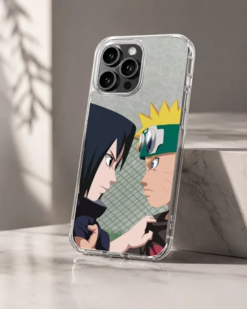 Anime heroes in a dynamic confrontation on a phone case — Hero