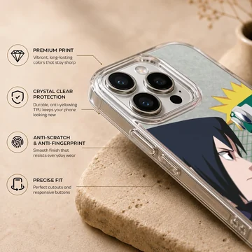 Anime heroes in a dynamic confrontation on a phone case — Info
