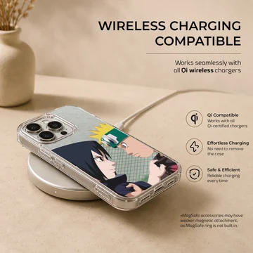 Anime heroes in a dynamic confrontation on a phone case — Charging