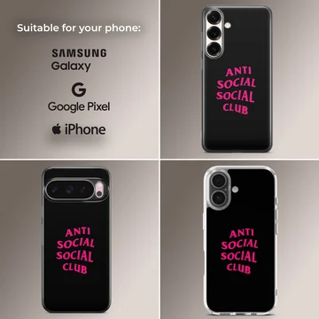 Anti Social Social Club in bold typography on phone case — Collage