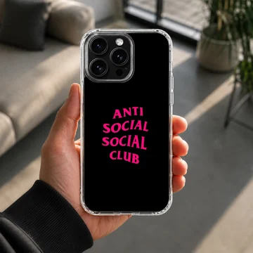 Anti Social Social Club in bold typography on phone case — Lifestyle