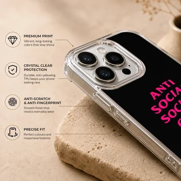 Anti Social Social Club in bold typography on phone case — Info