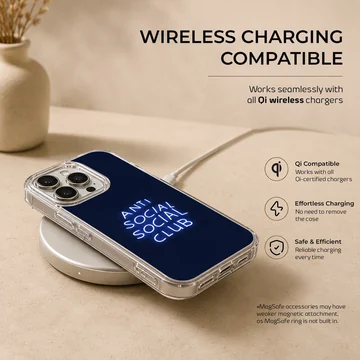 Anti Social Social Club phone case with bold typography design. — Charging