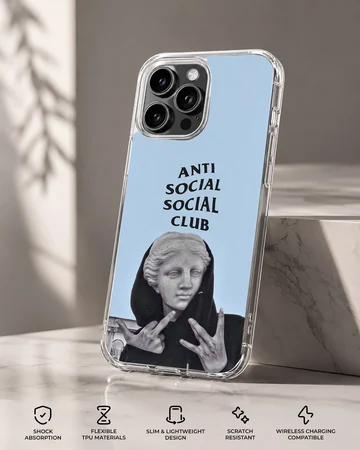 Anti Social Social Club bold typography design on phone case — Specs