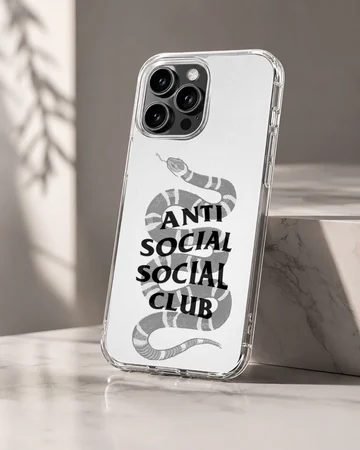 Anti Social Social Club with snake illustration phone case — Hero