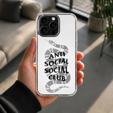 Anti Social Social Club with snake illustration phone case — Lifestyle