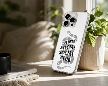 Anti Social Social Club with snake illustration phone case — Lifestyle