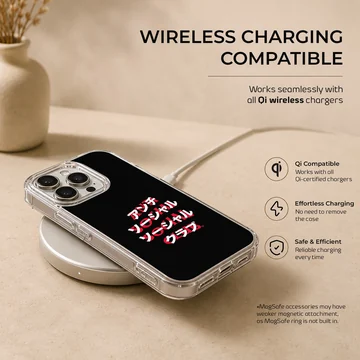 Bold Anti Social Social Club typography on phone case — Charging