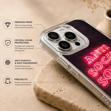 Anti Social Social Club phone case with bold pink neon typography design. — Info