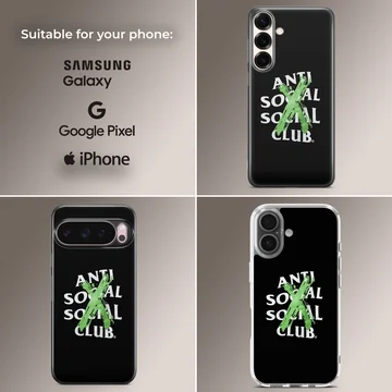 Anti Social Social Club artwork with bold typography on a phone case — Collage