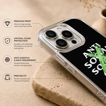 Anti Social Social Club artwork with bold typography on a phone case — Info