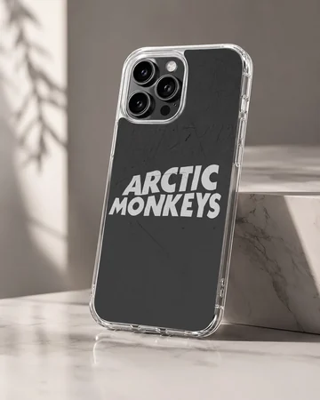Arctic Monkeys bold typography phone case with black background — Hero