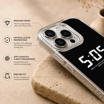 Arctic Monkeys 5:05 AM minimal typography phone case — Info