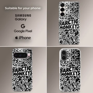 Black and white Arctic Monkeys design on phone case — Collage