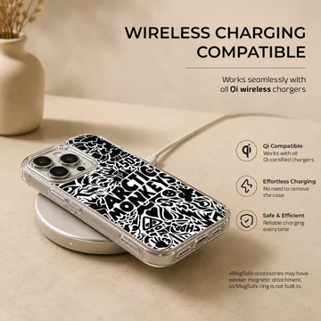 Black and white Arctic Monkeys design on phone case — Charging