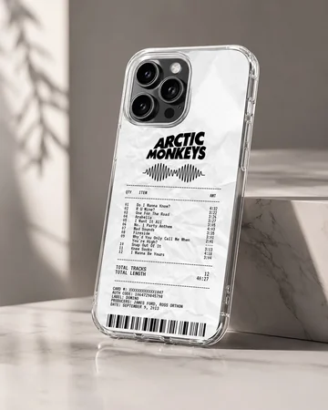 Arctic Monkeys concert setlist artwork on phone case — Hero
