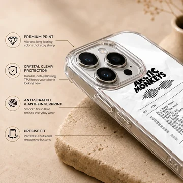 Arctic Monkeys concert setlist artwork on phone case — Info