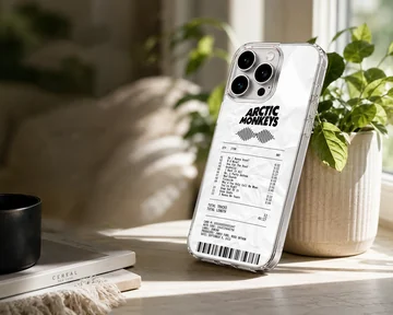 Arctic Monkeys concert setlist artwork on phone case — Lifestyle