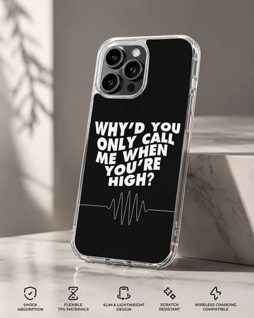 Arctic Monkeys quote in bold typography on phone case — Specs