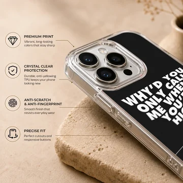 Arctic Monkeys quote in bold typography on phone case — Info
