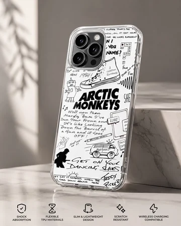 Arctic Monkeys bold typography and graffiti design phone case — Specs