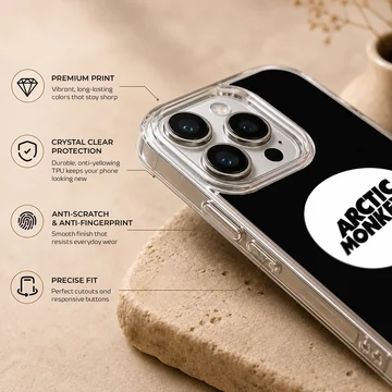 Black and white Arctic Monkeys minimalist phone case — Info