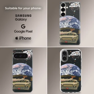 Arctic Monkeys cosmic art with car and Earth phone case — Collage