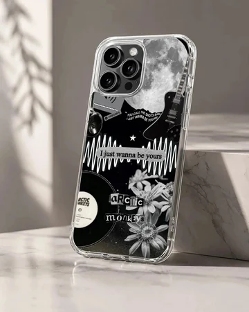 Arctic Monkeys themed design phone case with monochrome artwork