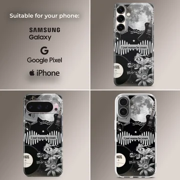 Arctic Monkeys themed design phone case with monochrome artwork — Collage