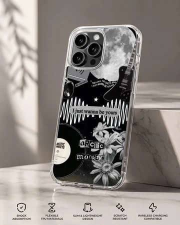 Arctic Monkeys themed design phone case with monochrome artwork — Specs
